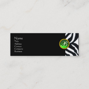 EMERALD GREEN SCHWARZ-WEISS ZEBRA FUR MONOGRAMM MINI VISITENKARTE
