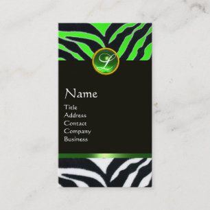 EMERALD GREEN SCHWARZ-WEISS ZEBRA FUR MONOGRAMM VISITENKARTE