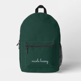 Emerald Green Script | Stilvolle Monogram Modern Bedruckter Rucksack