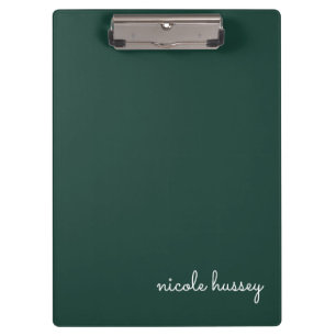 Emerald Green Script Stilvolle Monogram Modern Klemmbrett