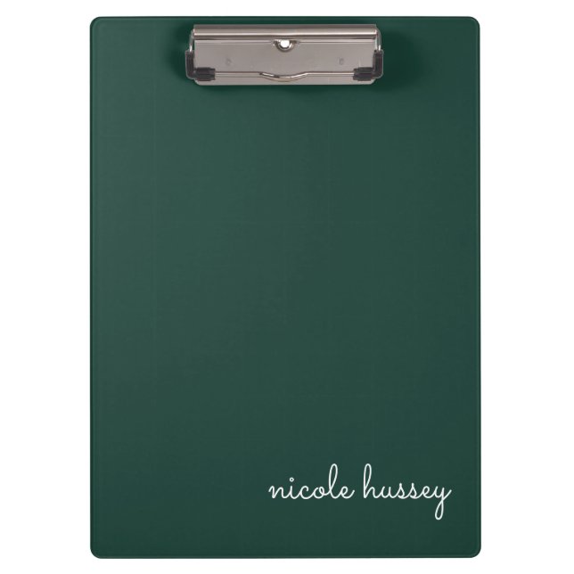 Emerald Green Script | Stilvolle Monogram Modern Klemmbrett (Vorderseite)