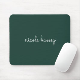 Emerald Green Script | Stilvolle Monogram Modern Mousepad