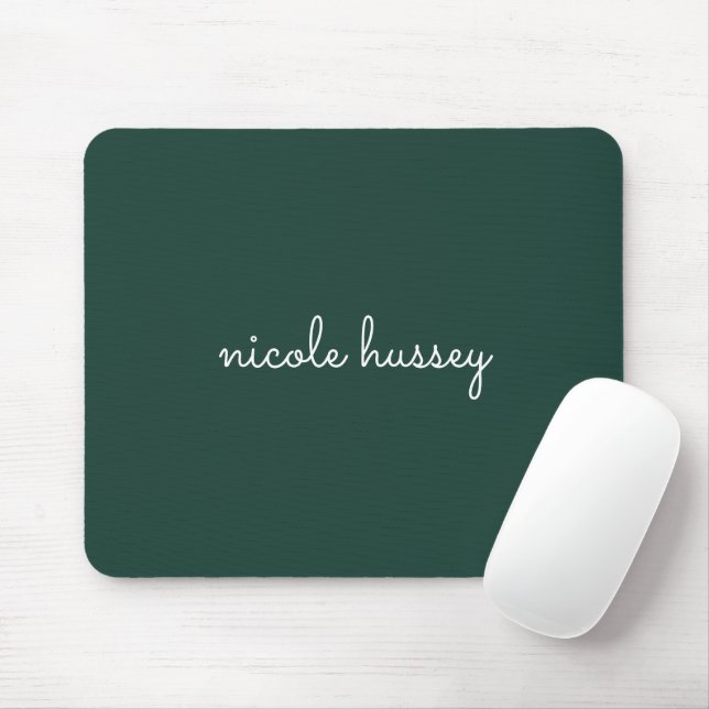 Emerald Green Script | Stilvolle Monogram Modern Mousepad (Mit Mouse)