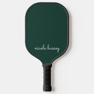 Emerald Green Script   Stilvolle Monogram Modern Pickleball Schläger