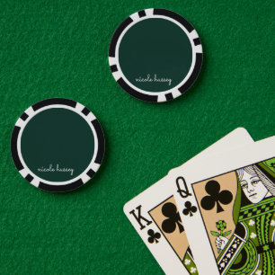 Emerald Green Script   Stilvolle Monogram Modern Pokerchips