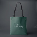 Emerald Green Script | Stilvolle Monogram Modern Tasche<br><div class="desc">Ein einfaches,  individuelles Monogramm-Design in lässiger Handschrift in auffallendem einfarbigem smaragdgrün und weiß. Das Monogramm kann leicht personalisiert sein,  um ein Design so einzigartig wie Sie sind zu machen! Das perfekte trendige Geschenk oder Accessoire für jeden Anlass.</div>