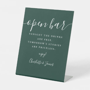 Emerald Green Signature Script Open Bar Sockelschild