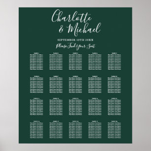 Emerald Green Signature Wedding Seating Chart Poster