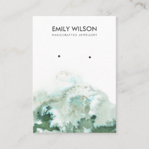 Emerald Green Silver Agate Earring Display Card Visitenkarte