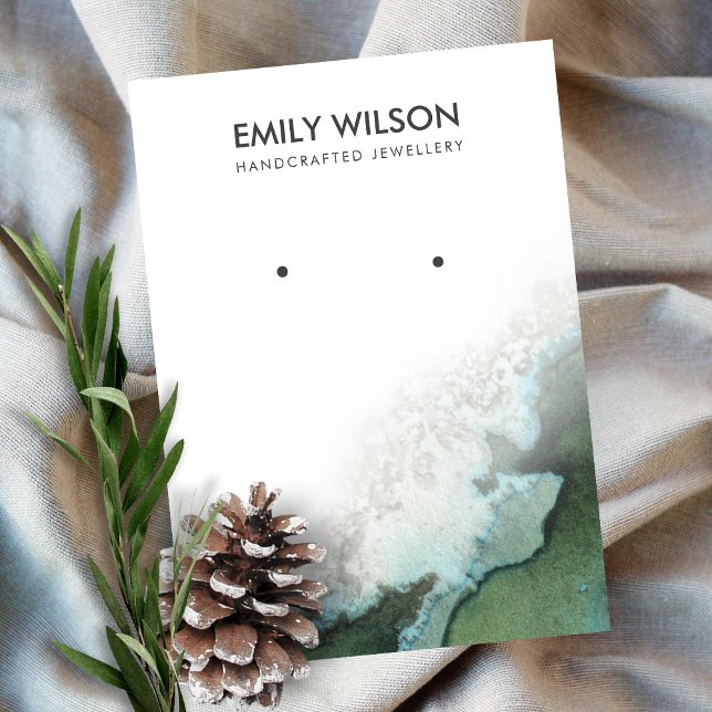Emerald Green Silver Agate Earring Display Card Visitenkarte (Von Creator hochgeladen)