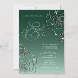 Emerald Green Silver Elegante Einladung zur Hochze