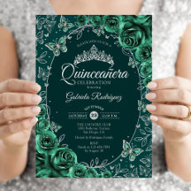 Emerald Green Silver Quinceanera