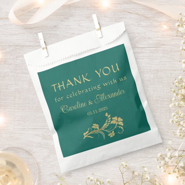 Emerald Green Simple Elegante Modern Gold Wedding Geschenktütchen (Ausgeschnitten)