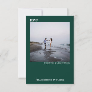 Emerald Green Simple Minimalistisch Foto Wedding RSVP Karte
