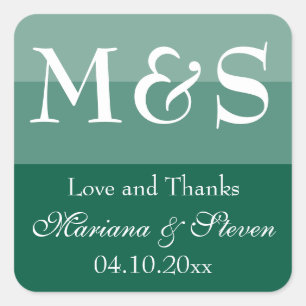 Emerald Green Simple Modern Chic Script Wedding Quadratischer Aufkleber