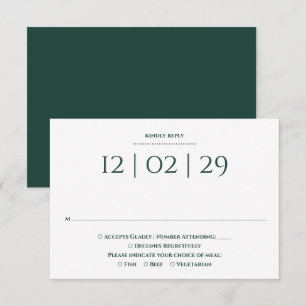 Emerald Green Simple Special Date Hochzeit RSVP Karte