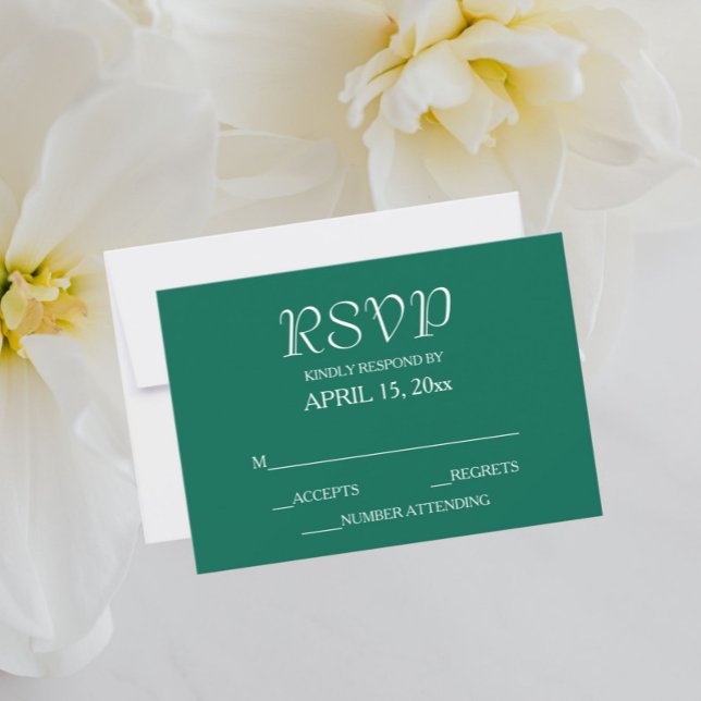 Emerald Green Simple Style Wedding RSVP Karte (In Situ Wedding)