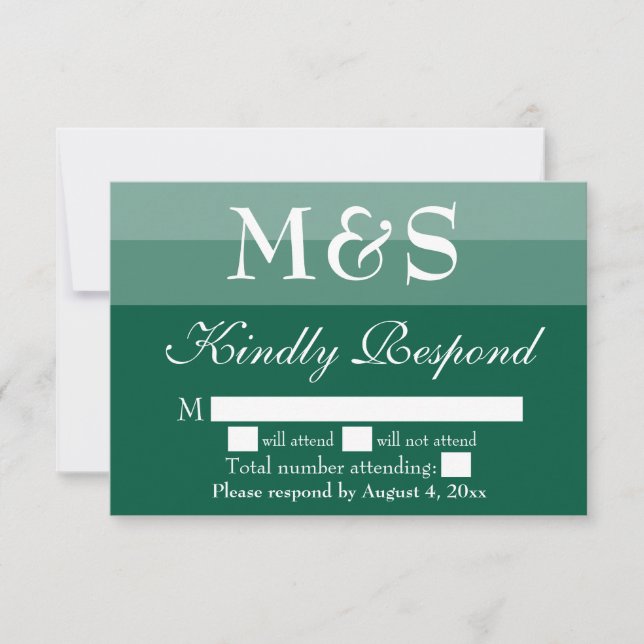 Emerald Green Simple Wedding RSVP Card Dankeskarte (Vorderseite)