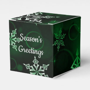 Emerald Green Snowflake Motif Cube Geschenkschachtel
