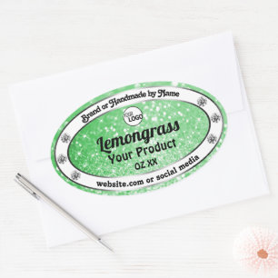 Emerald Green Sparkle Glitzer Product Labels Logo Ovaler Aufkleber
