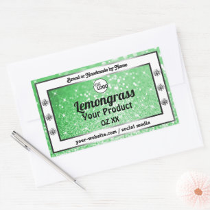 Emerald Green Sparkle Glitzer Product Labels Logo Rechteckiger Aufkleber