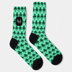 Emerald Green Sparkle Kleeblatt Monogram Socken