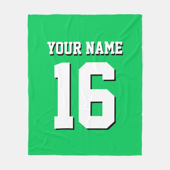Emerald Green Sports Jersey Team Jersey Fleecedecke (Vorderseite)
