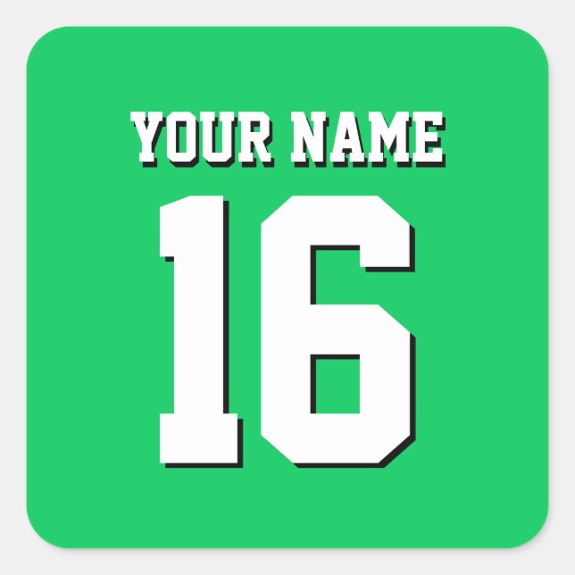 Emerald Green Sports Jersey Team Jersey Quadratischer Aufkleber (Vorderseite)