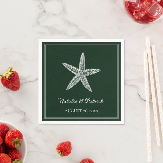 Emerald Green Starfish Wedding Serviette (Beispiel)