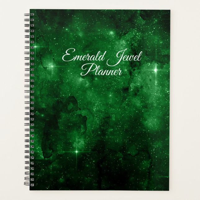 Emerald Green Stars Sky Planner (Devant)