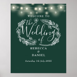 Emerald Green String Lights Begrüßungszeichen Poster