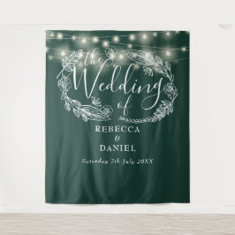Emerald Green String Lights Hochzeitshintergrund Wandteppich