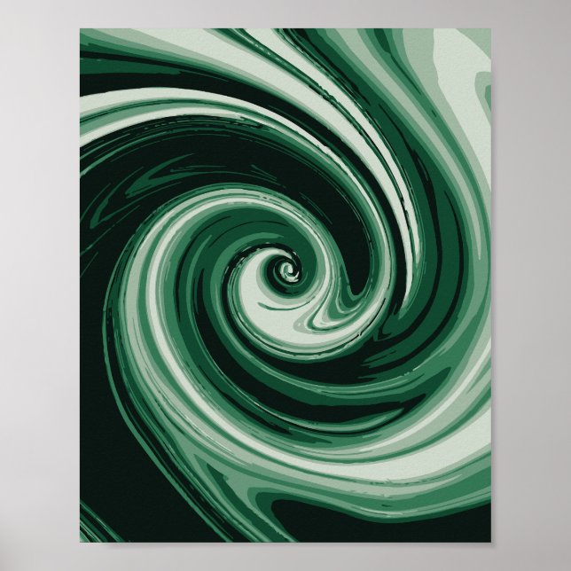 Emerald Green Swirl Abstraction Poster (Vorne)