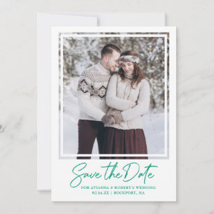 Emerald Green Text Foto Wedding Save The Date