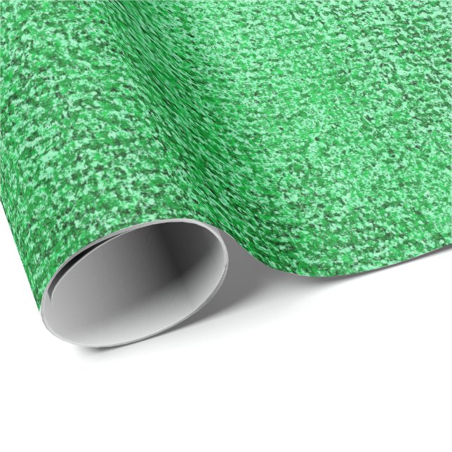 Emerald Green Tropica Intense Paint Linen Metallic Geschenkpapier (Rolleneckpunkt)