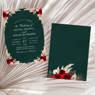 Emerald Green Tropical Rose Hochzeitseinladung Einladung