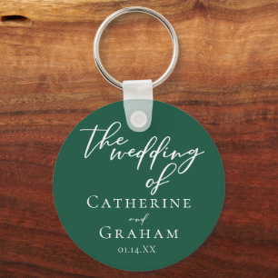 Emerald Green Typografy Custom Forest Wedding Schlüsselanhänger