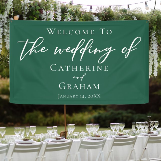 Emerald Green Typografy Forest Wedding Banner (Von Creator hochgeladen)