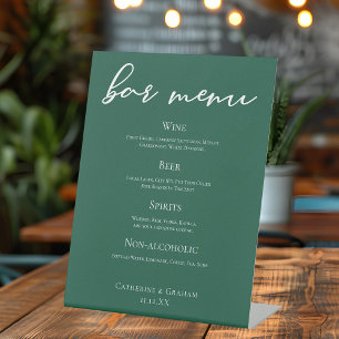 Emerald Green Typografy Forest Wedding Bar Menu Sockelschild