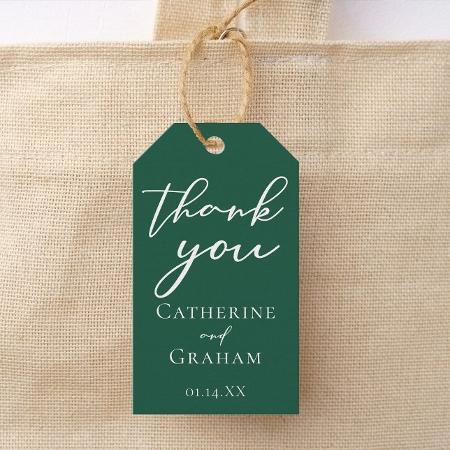 Emerald Green Typografy Forest Wedding Geschenkanhänger (Von Creator hochgeladen)