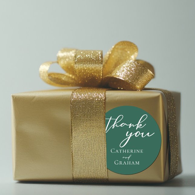 Emerald Green Typografy Forest Wedding Runder Aufkleber (Von Creator hochgeladen)