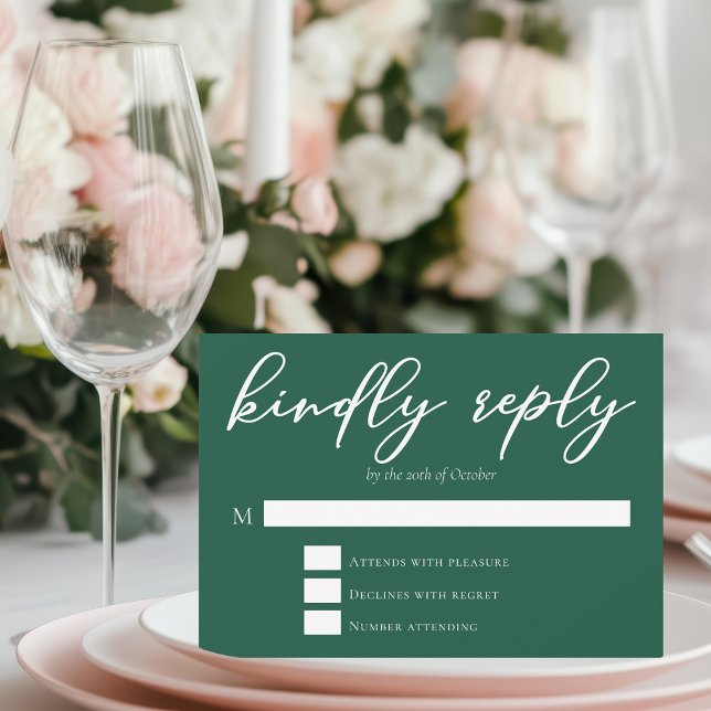 Emerald Green Typografy Wedding Kindly Antwort (Von Creator hochgeladen)