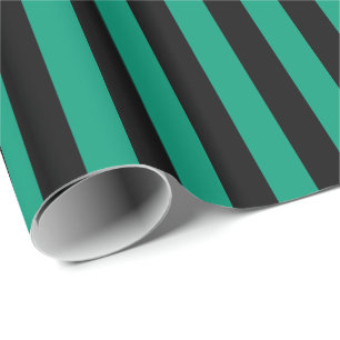 Emerald Green und Black Strip Geschenkpapier