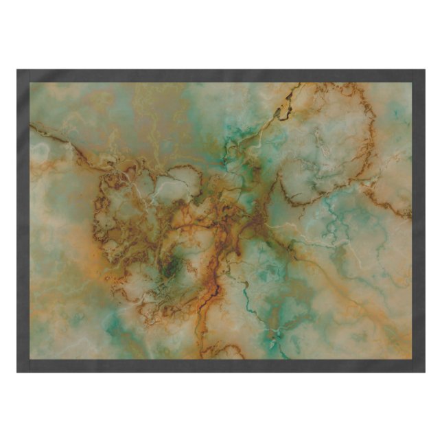 Emerald Green und Copper Gold Marmor Tischdecke (Vorderseite (Horizontal))