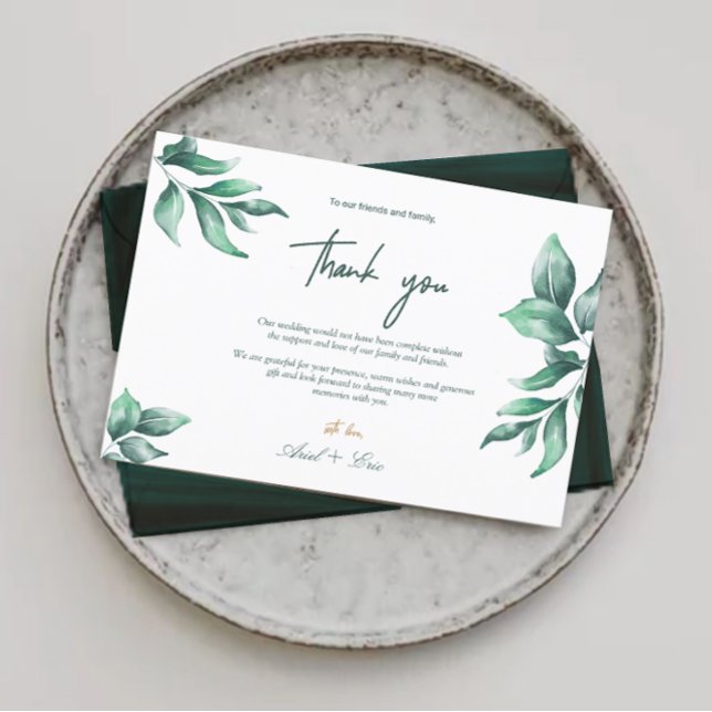 Emerald Green und Eucalyptus Wedding Vielen Dank Postkarte (Von Creator hochgeladen)