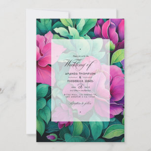 Emerald Green und Fuschia Floral Wedding Einladung