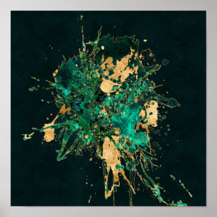 Emerald Green und Gold abstrakt Poster