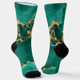 Emerald Green und Gold abstrakt Socken
