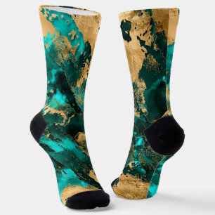 Emerald Green und Gold abstrakt Socken
