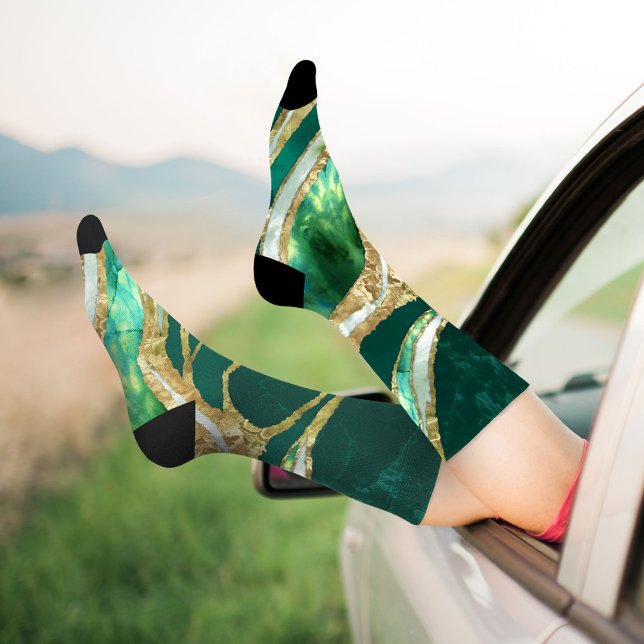Emerald Green und Gold abstrakt Socken (Von Creator hochgeladen)